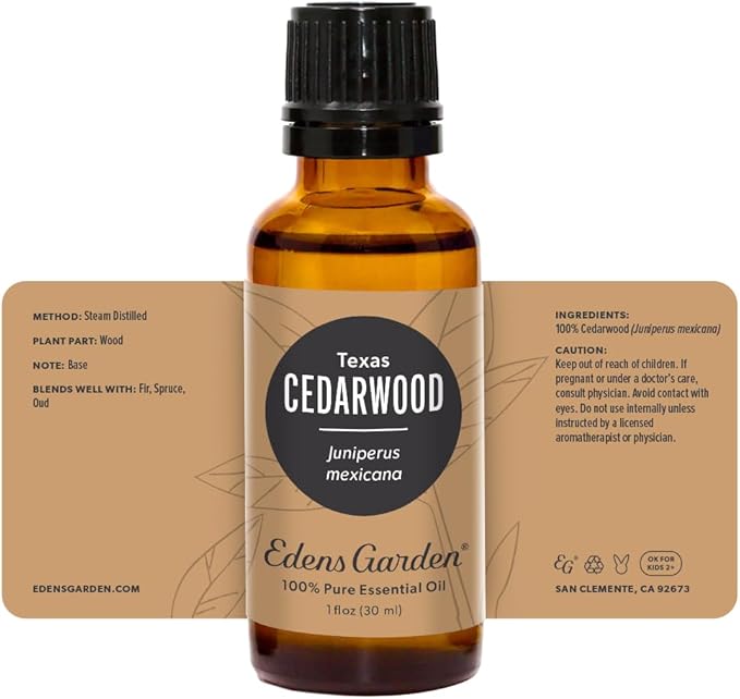 Edens Garden Cedarwood- Texas Essential Oil- 100% Pure Premium Grade, Undiluted, Natural, Therapeutic, Aromatherapy, The Best for Diffuser, Candle, Laundry, Hair 30 ml (1 fl oz) - Bloomnest