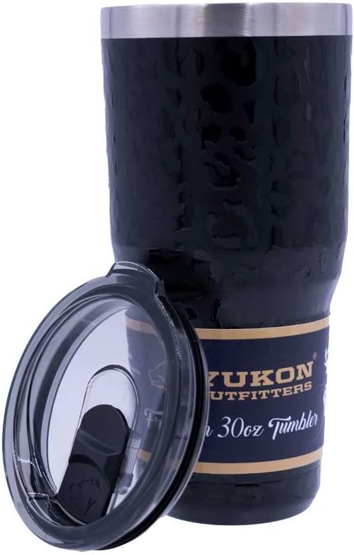 Yukon Outfitters Freedom High Grade 18/8 Corrosion-Resistant Stainless Steel Double Wall Vacuum Insulated Tumbler (30oz / 890ml) - 7.85" H x 3.9" Top Dia. / 2.9" Bottom dia., UV Black Leopard - Bloomnest
