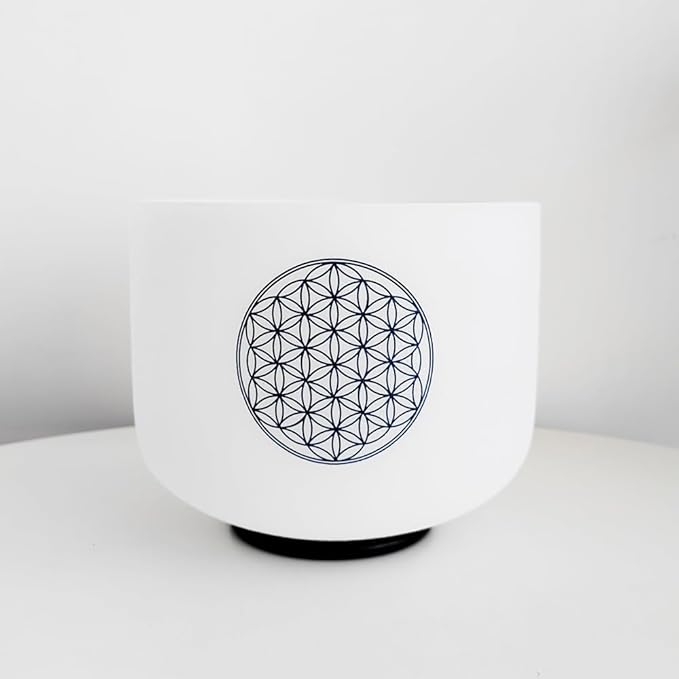 Hye-eun 528 hz Crystal Singing Bowl,8 Inch C Note Flower of Life Quartz Singing Meditation Bowl Chakra Tuned Sound Healing with Carry Case Bag