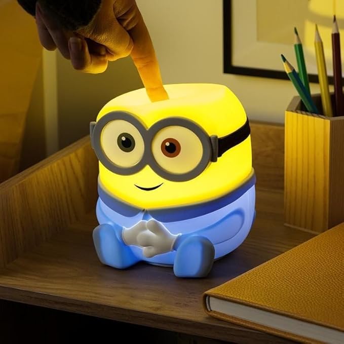 Minions Bob SquishyGlo Silicone Night Light, Officially Licensed Soft Touch Rechargeable Lamp with Auto-Off Timer for Bedrooms & Home, Kids & Adults| Paladone - Bloomnest