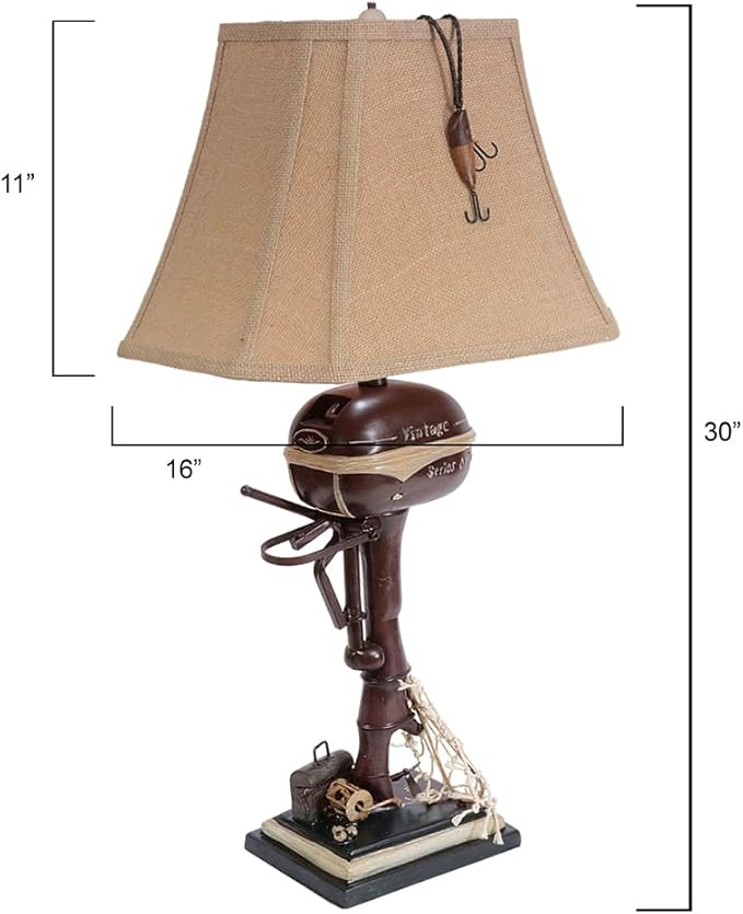 BLACK FOREST DECOR - Vintage Motor Boat Lamp - Nautical Lamp for Cabin, Living Room, Nightstand, Desk, 30" x 16" x 11" - Bloomnest