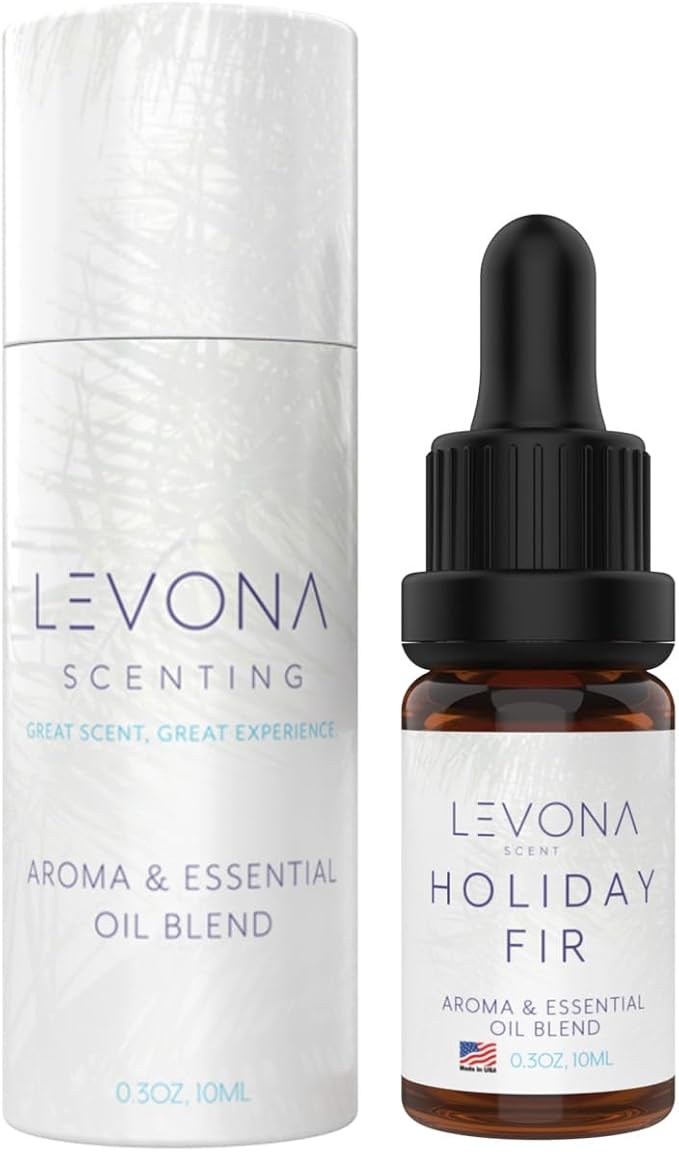 Levona Scent Christmas Essential Oils for Diffuser: Holiday Fir Essential Oil for Diffusers for Home - Essential Oils with Notes of Sandalwood & Amber Oil - Winter Fir and Balsam Fragrance - 10Ml LEVONASCENT