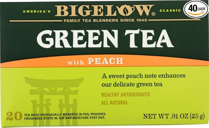 Bigelow Green Tea with Peach 20 ea (Pack of 2) - Bloomnest