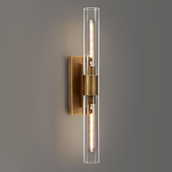 24.8" L Minimalist Style Wall Sconces 2-Lights Brass Wall Lights Fixtures Morden Cylinder Wall Light for Bathroom Vanity Light Indoor Wall Mounted Lamps for Living Room,Bedroom,Hallway - Bloomnest