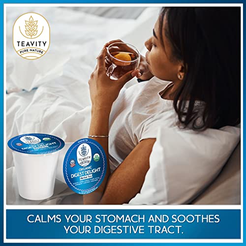 Organic Tea Pods with Ginger, Peppermint, Fennel, Licorice, & Rosehip Digest Delight by Teavity (24 Tea Pods) - Bloomnest