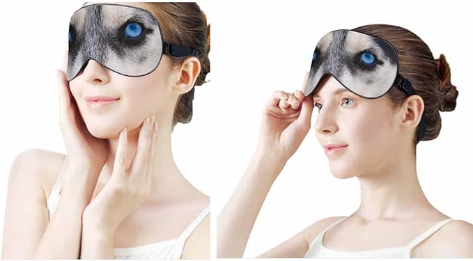 Husky Sleep Eye Mask Blue Wolf Eyes Staring Angry Look Men Women Sleep Mask with Adjustable Strap Eye Cover Eye Shade for Travel, Nap,Meditation - Bloomnest
