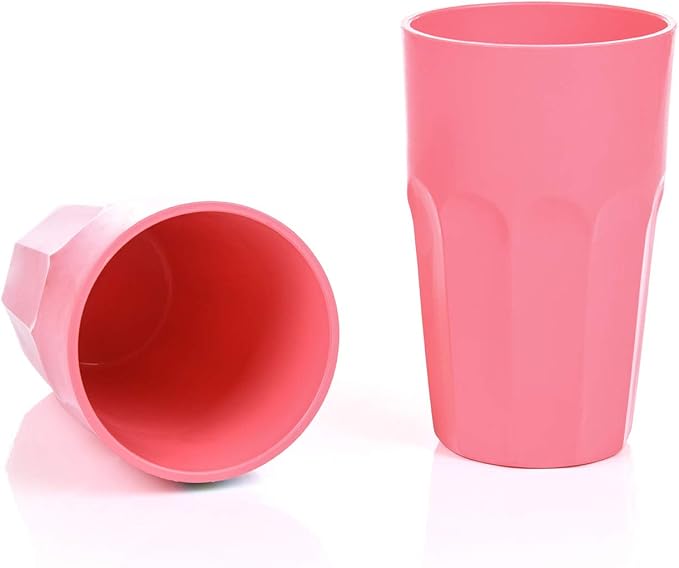 Mintra Home Unbreakable Drinking Cups and Tumblers 4PK - Shatterproof, BPA Free, Reusable, Party Cups, BBQ, Colorful Set, indoors and outdoors (Salmon, Large - 15oz) - Bloomnest