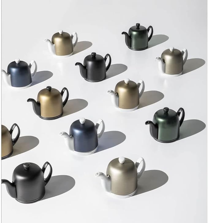 Degrenne Salam Luxury French Tea Pot - Porcelain Teapot with Bronze Aluminum Cover, Ceramic Tea Kettle for Loose Tea, Removable Infuser, 4 Cup Capacity, 24oz - Bronze - Bloomnest