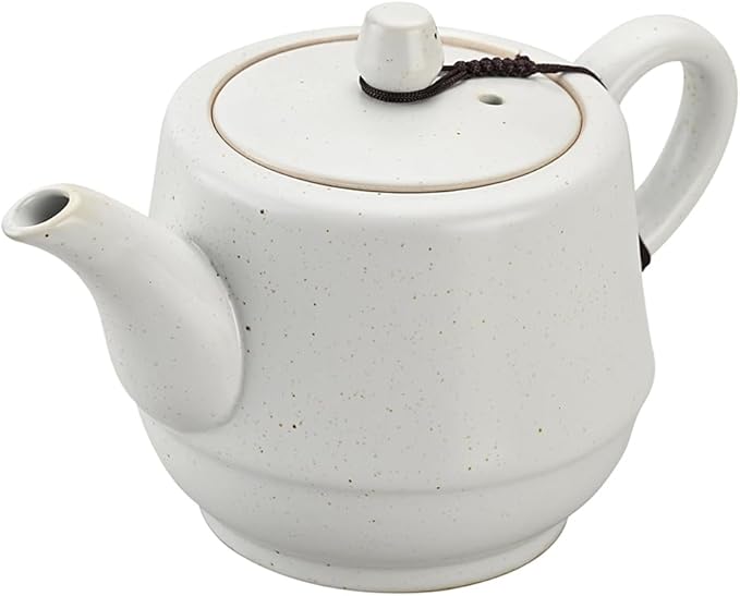 Rural Style Ceramic Teapot with Stainless Steel Infuser 16 Ounces Porcelain Blooming & Loose Leaf Teapot (White)