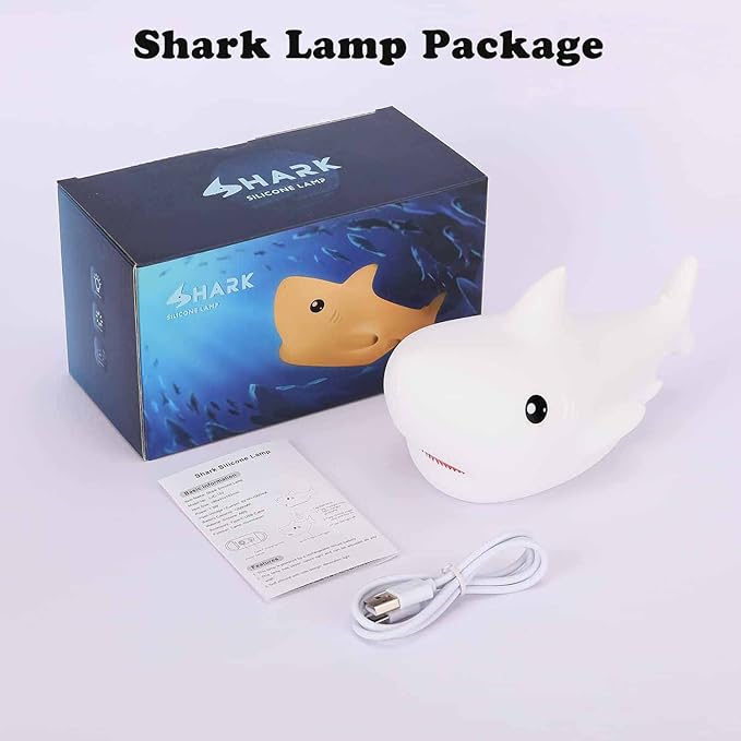 Tremdwoto Night Light for Kids, 7 Colors Shark Night Light Rechargeable Squishy Silicone LED Nightlight Lamp as Birthday Christmas Gifts for Baby Boys Children Toddlers Tween Girls Nursery - Bloomnest