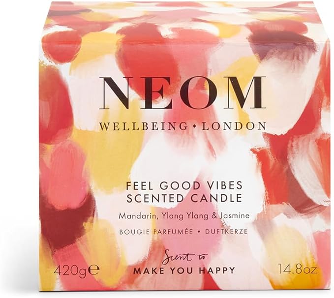 NEOM- Limited Edition Feel Good Vibes Candle |Mother's Day | Gift | Mandarin, Ylang Ylang & Jasmine (3 Wick) - Bloomnest