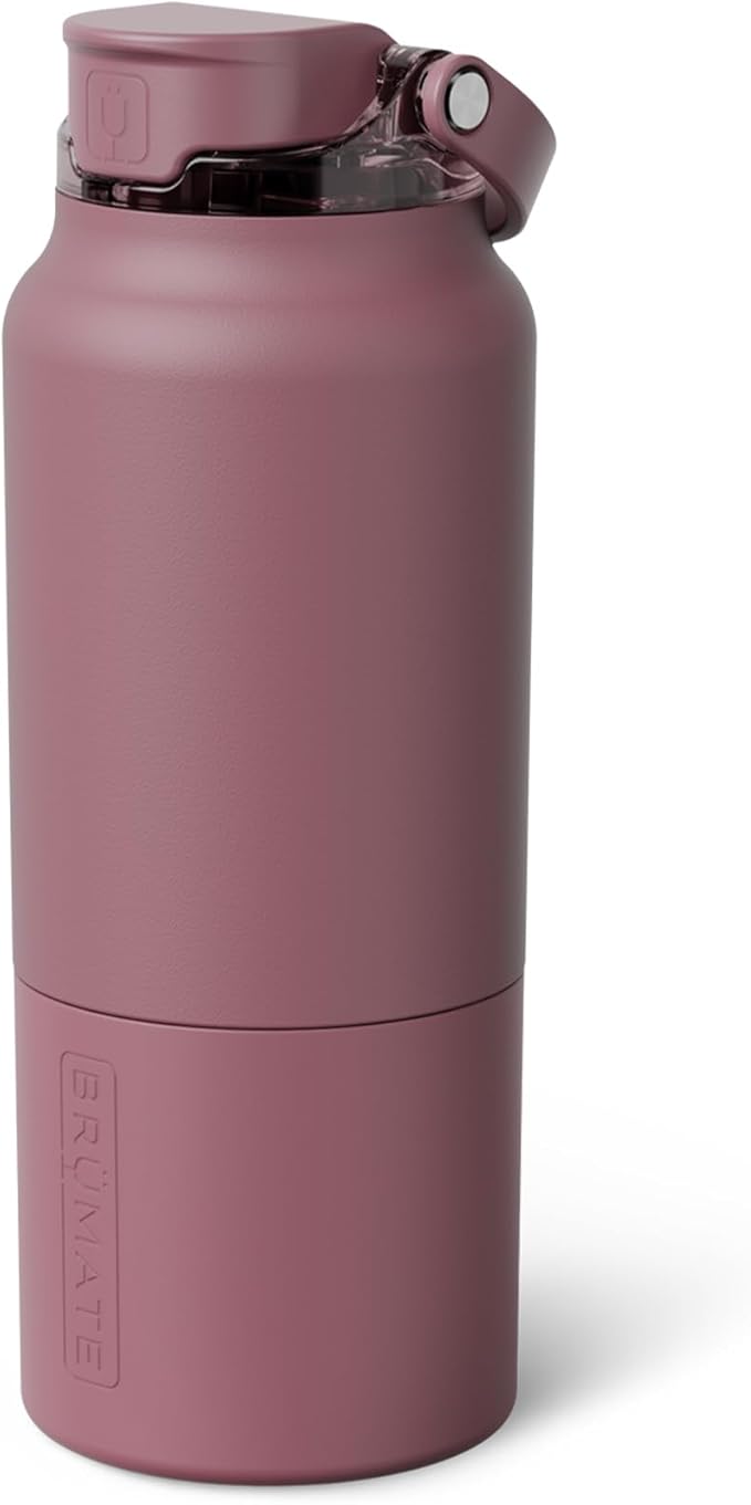 BrüMate Rise 35oz Water Bottle With 100% Leakproof Covered Silicone Straw | Insulated Stainless Steel Water Bottle With Removable Straw | Fast Flow | Soft Sip Silicone Spout | BPA-Free (Rose Taupe) Br%C3%BCMate