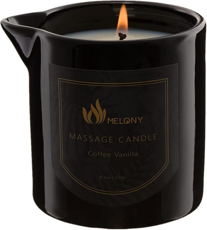 MELONY Massage Oil Candle for Pure Relaxation- 8.1 oz- Moisturizing Essential Oil Body Massage Candle for Home Spa- Amazing Gift for Women & Men (Coffee Vanilla) - Bloomnest