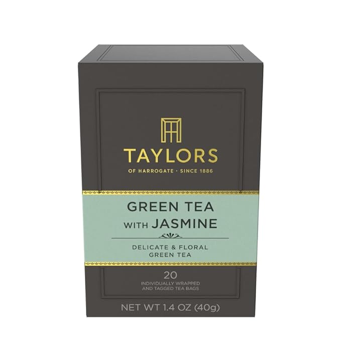 Taylors of Harrogate Green Tea with Jasmine, Individually Wrapped Bags, 20 Count (Pack of 1), Delicate, Floral & Sweet, Caffeinated, Enjoy Hot or Iced, 20 Teabags - Bloomnest