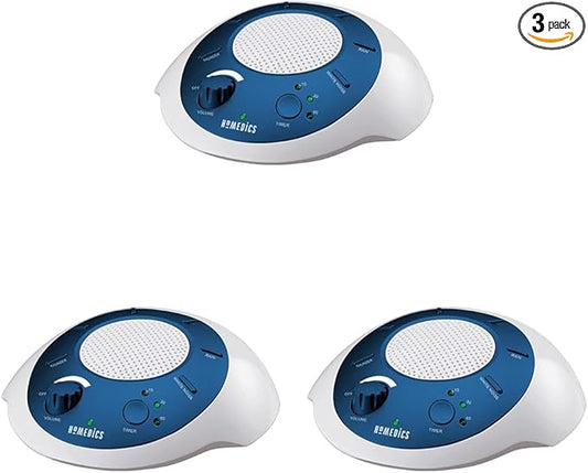 Homedics SoundSleep White Noise Sound Machine, Blue, Small Travel Sound Machine with 6 Relaxing Nature Sounds, Portable Sound Therapy for Home, Office, Nursery, Auto-Off Timer, By Homedics (Pack of 3) - Bloomnest