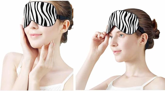 Stripes Sleep Eye Mask Zebra Skin Tiger Abstract Black White Men Women Sleep Mask with Adjustable Strap Eye Cover Eye Shade for Travel, Nap,Meditation - Bloomnest
