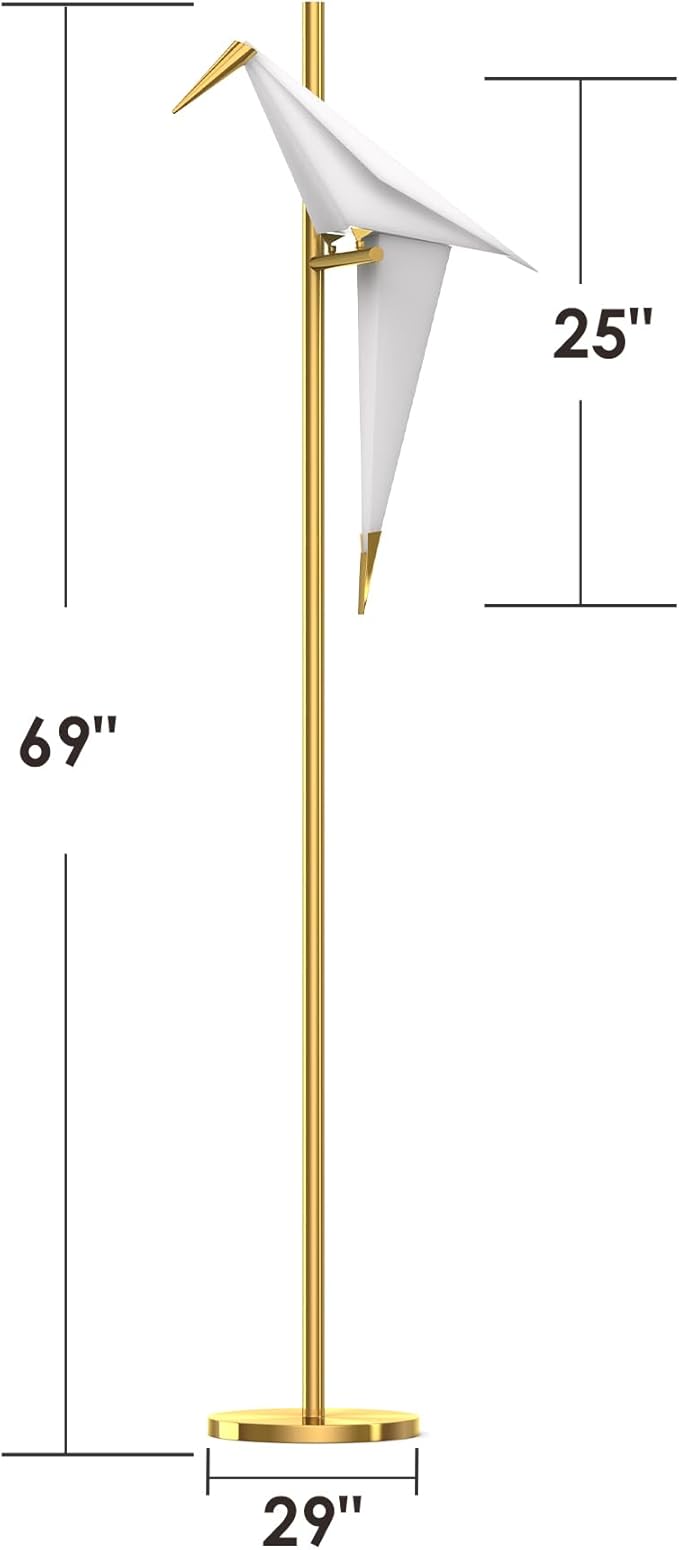 62 Inch Modern Bird Floor Lamp, Gold Swing Light Fixtures for Bedroom, LED Standing Lamp with Bird Shade for Living Room - Bloomnest
