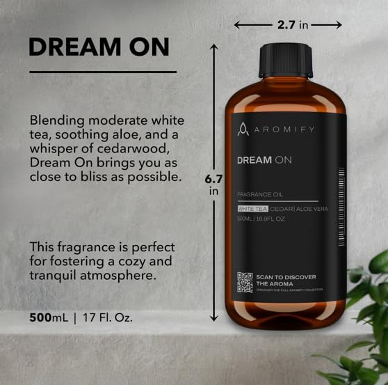 Dream On Diffuser Oil, 16.9 FL Oz, 500 mL, Luxury Hotel Scent Diffuser Oil for Home, Office & Spa, Fragrance Essential Oils for Aromatherapy, Aloe Vera & Cedarwood. - Bloomnest