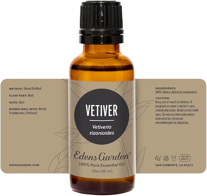 Edens Garden Vetiver Essential Oil- 100% Pure Premium Grade, Undiluted, Natural, Therapeutic, Aromatherapy, The Best for Diffuser, Skin, Humidifiers, Kid Safe 30 ml (1 fl oz) - Bloomnest