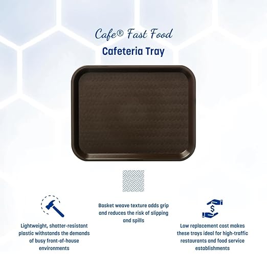 Carlisle FoodService Products CT121669 Café Standard Cafeteria / Fast Food Tray, 12" x 16", Chocolate (Pack of 24) - Bloomnest