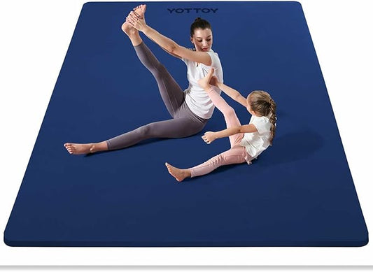YOTTOY Large Yoga Mat (75 * 52 * 1/2inch),Extra Wide TPE Exercise Mat,Non-Slip Workout Mat for Pilates, Fitness, Barefoot, Home Gym Studio with Strap and Towel - Bloomnest