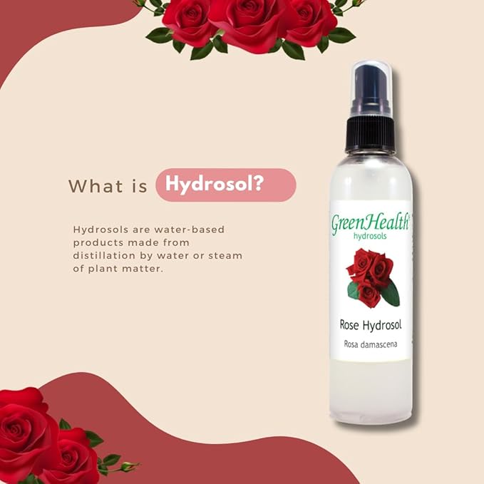 GreenHealth Hydrosol (Floral Water) - 32 fl oz Plastic Jug w/Cap - 100% Pure (NOT Oil) (Rose) - Bloomnest