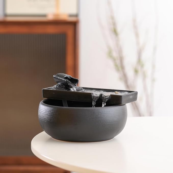 Ceramic Tabletop Fountain for Indoor and Outdoor Table Desk Office Patio (Ceramic Fountain) - Bloomnest
