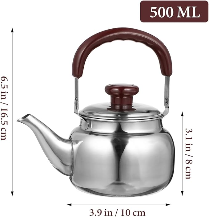 LIFKOME Traditional Stainless Steel Heavy Duty Tea Kettle With Sandwich Bottom and Specialty Cool Touch Handling Mirror Finish Stainless Steel Whistling Tea Kettle Stove Top - Bloomnest