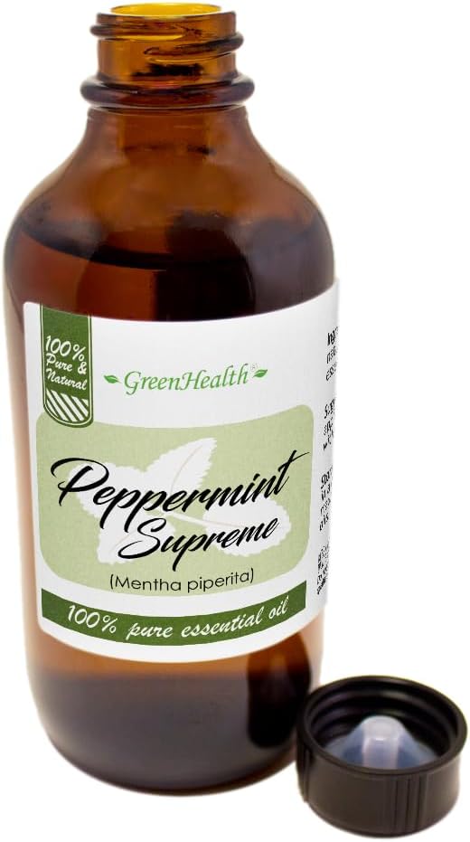 Peppermint Essential Oil (Mentha piperita) – 4 fl oz – Amber Glass Bottle with Cap – 100% Pure & Natural – Premium Therapeutic Grade – GreenHealth Greenals