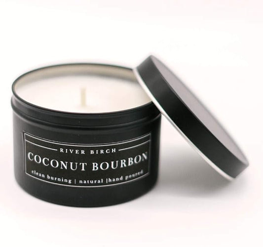 Coconut Bourbon Scented Candle | Incense Scented Candles for Men & Women | All-Natural Non-Toxic Soy Candles, Scented Candles | Tin Travel Candle | Relaxing Aromatherapy Matte Black 8 oz - Bloomnest
