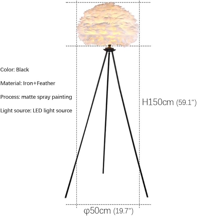 Nordic Feather Floor Lamp Romantic Art Family a Living Girls' Room Bedroom Creativity LED Decorative Standing Light (H) - Bloomnest