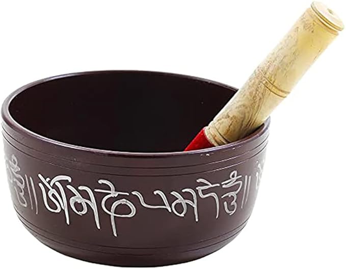 Hand Painted Metal Tibetan Singing Bowl Set - Large 7" Musical Instrument for with Wooden Stick Mallet - For Meditation Yoga and Healing - Om Mani Padme Hum Peace Gadgetbucket