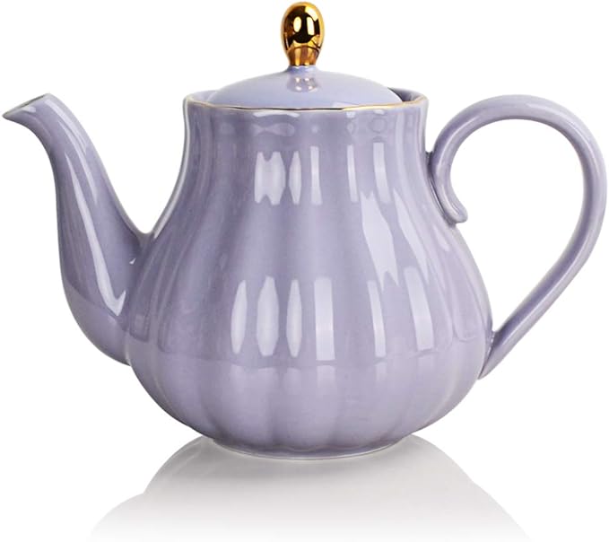 Sweejar Royal Teapot, Ceramic Tea Pot with Removable Stainless Steel Infuser, Blooming & Loose Leaf Teapot - 28 Ounce(Purple) - Bloomnest