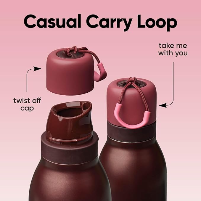 Owala FreeSip Twist Insulated Stainless Steel Water Bottle with Straw for Sports and Travel, BPA-Free, 24-oz, Black Cherry Owala