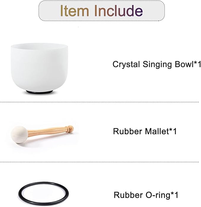CVNC 432Hz 8 Inch A Note Third-eye Chakra Frosted Quartz Crystal Singing Bowl with Mallet and O-ring for Sound Healing Meditation - Bloomnest