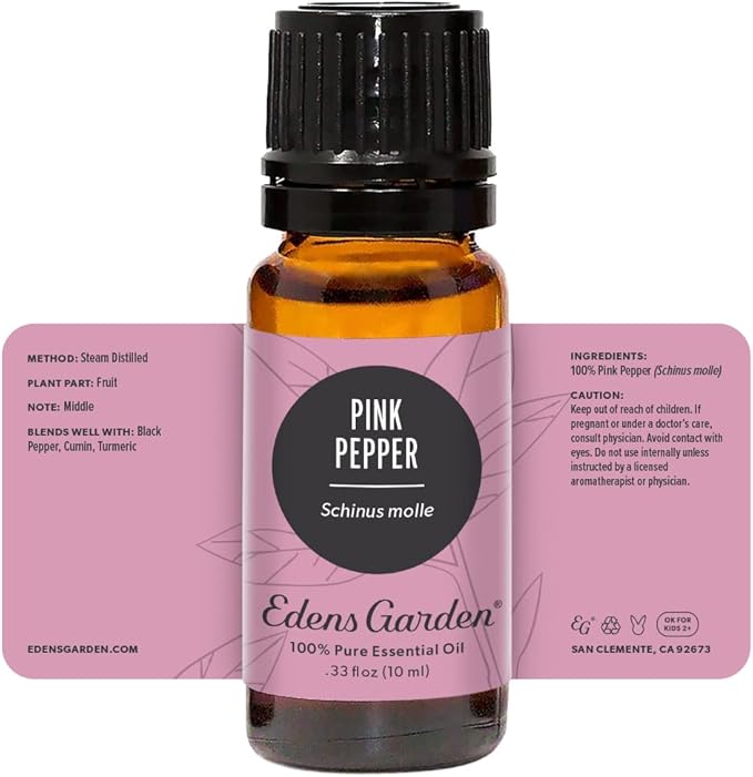 Edens Garden Pink Pepper Essential Oil- 100% Pure Premium Grade, Undiluted, Natural, Therapeutic, Aromatherapy, The Best for Diffuser, Candle, Laundry, Humidifiers 10 ml (.33 fl oz) EdensGarden