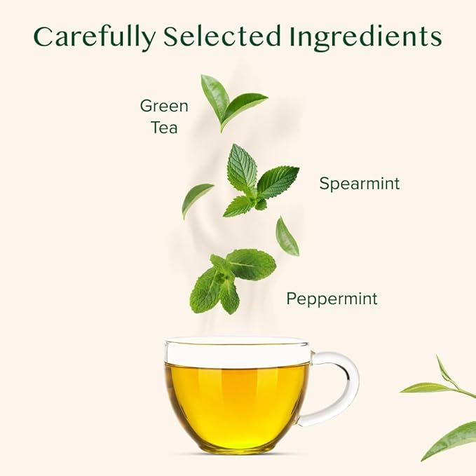 VAHDAM, Mint Green Tea Loose Leaf (50+ Cups, 3.5 oz) Cool Peppermint Tea With Himalayan Green Tea Leaves | Low Caffeine | High Elevation Grown | Vacuum Sealed for Freshness - Bloomnest