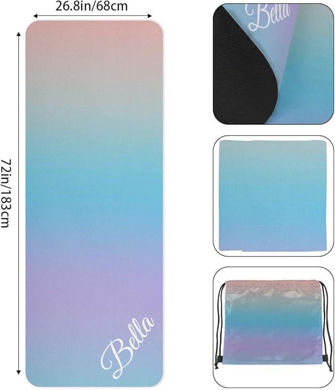 Custom Name Yoga Mat,Personalized Travel Yoga Exercise Mat,Non Slip,Perfect for Kids & Adults,Gradient Color E Series - Bloomnest