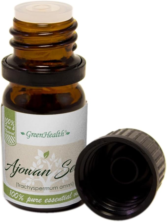 Ajowan Seed Essential Oil - 5 ml - Amber Glass Bottle w/Euro Dropper - GreenHealth Greenals
