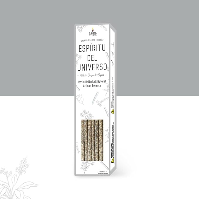 SOUL STICKS Handcrafted 10pcs Resin Artisan Incense Sticks Non-Toxic & Long Lasting Aromatic Sticks for Yoga Meditation Relaxation Aromatherapy Cleansing & Purification (White Sage & Copal) SoulSticks