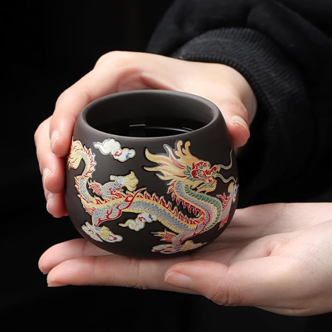 Hand-made Dragon and Phoenix Color-changing Purple Clay Teapot Zisha Tea Pot Kung Fu Tea Set Tea Lover‘s Gift (2Cups) - Bloomnest