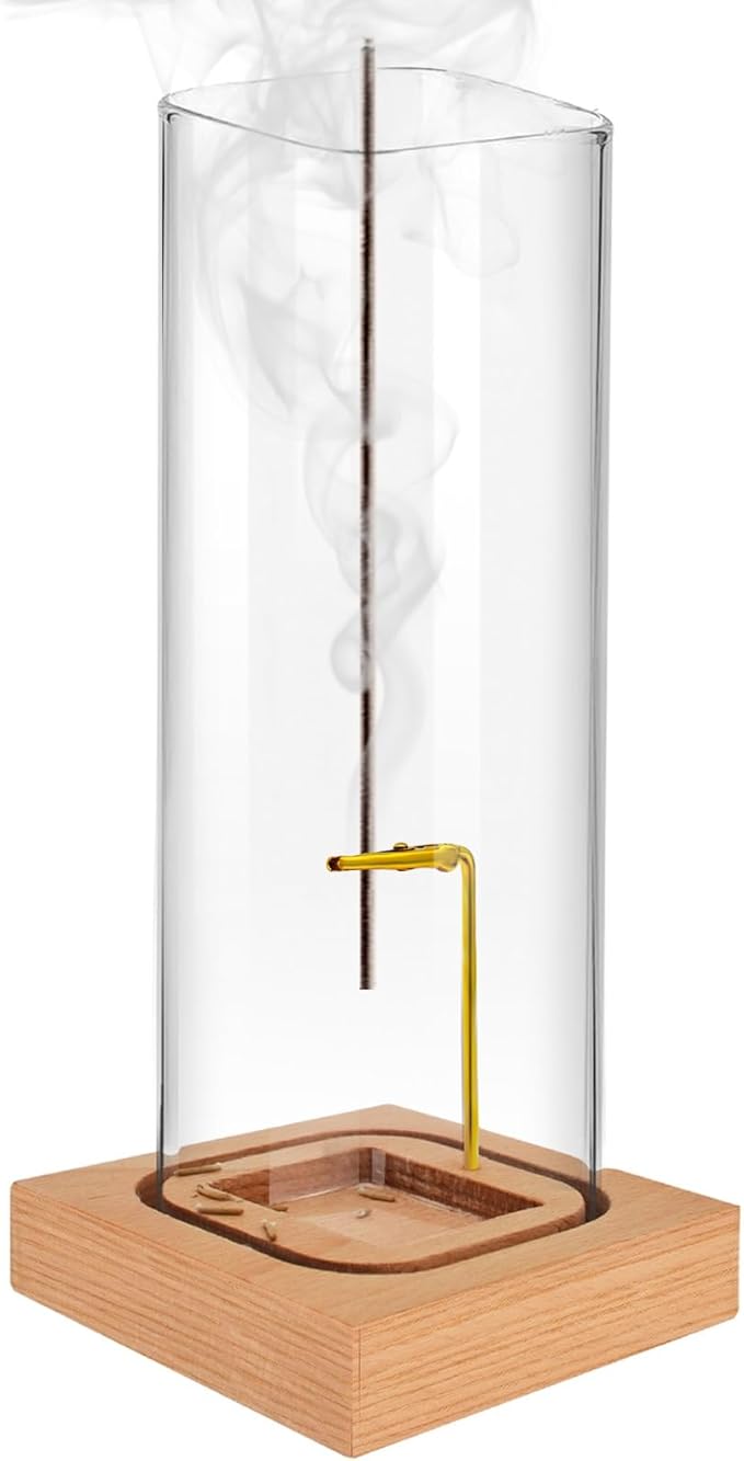 Incense Holder for Sticks, Insence-Stick Holder, Clean-Burning Design, Removable Ash Collection Glass, Top Burning Design Extends More Burn Time, Installation-Free, for Yoga, Home Decor - Bloomnest