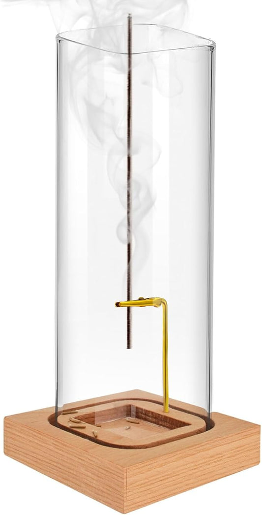 Incense Holder for Sticks, Insence-Stick Holder, Clean-Burning Design, Removable Ash Collection Glass, Top Burning Design Extends More Burn Time, Installation-Free, for Yoga, Home Decor - Bloomnest