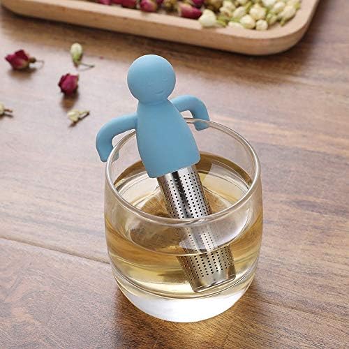 Leden Tea Infuser Cute Tea Strainer for Loose Tea Fine Mesh Stainless Steel Tea Ball Steeper & Diffuser with Silicone Lid for Tea Cup & Mug, with Cleaning Brush Blue - Bloomnest