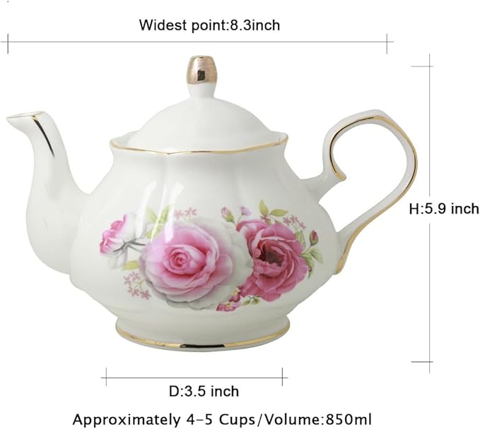Jomop Teapot Handmade Ceramic Flowers (Rose) - Bloomnest