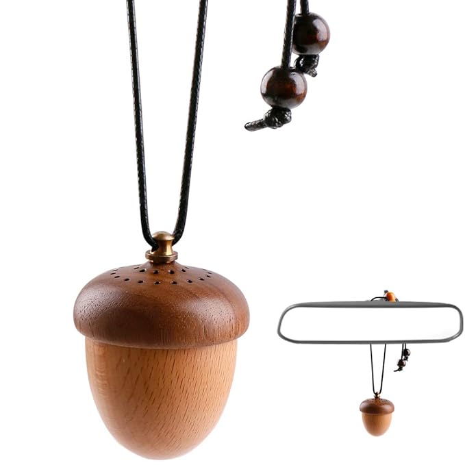 Wooden Acorn Essential Oil Car Diffuser Air Freshener Hang Decoration Brown - Bloomnest