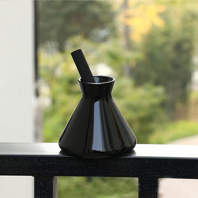 WAIT FLY Creative Glass Diffuser Bottles for Essential Oils, Replacement Diffusers, Reed Sticks, Crafts, Spa, Home Decoration-Black-7 OZ WAIT+FLY