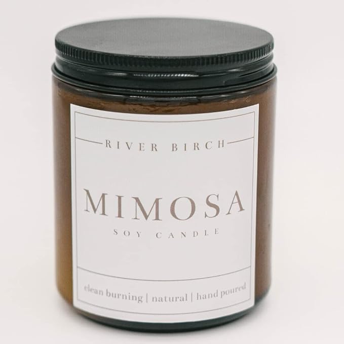 River Birch Candles Mimosa Scented Candle | Premium, All-Natural, Non-Toxic, Soy Candles | 8.5oz 40 Hr Burn Time | Cozy Relaxing Gifts for Home - Bloomnest