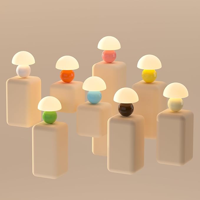Mushroom Lamp Table Lamp for Bedroom,Desk Bedside Small Lamps for Living Room Night Stands,Mushroom Decor Cute Mini Modern Mid Century Lamps,Unique Aesthetic Home Living Room Decor (Cream) - Bloomnest