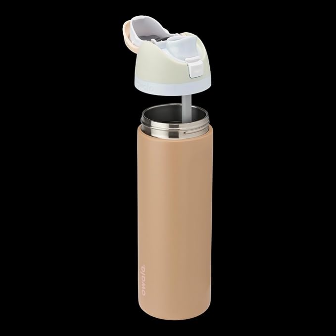 Owala FreeSip Insulated Stainless Steel Water Bottle with Straw for Sports and Travel, BPA-Free Sports Water Bottle, 24 oz, Mint/Brown, Muddy Buddy Owala